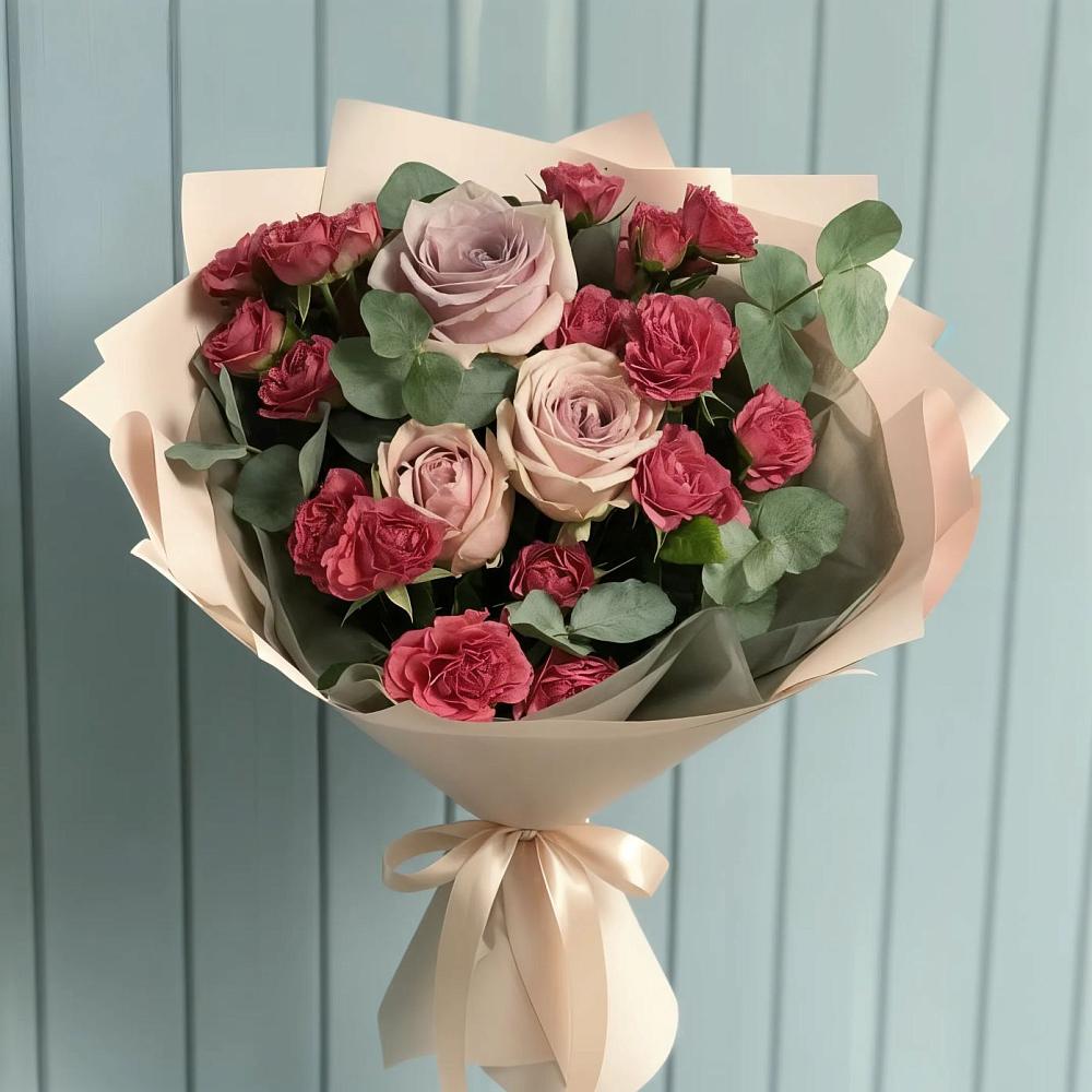 Букет цветов из: Гвоздики и Розы в Каргинской