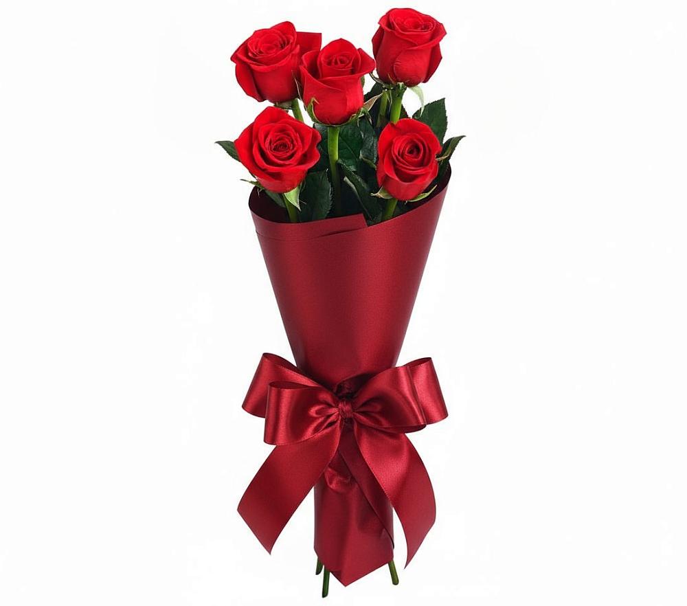 Букет 5 Красных роз Эдлесс Лав в Каргинской