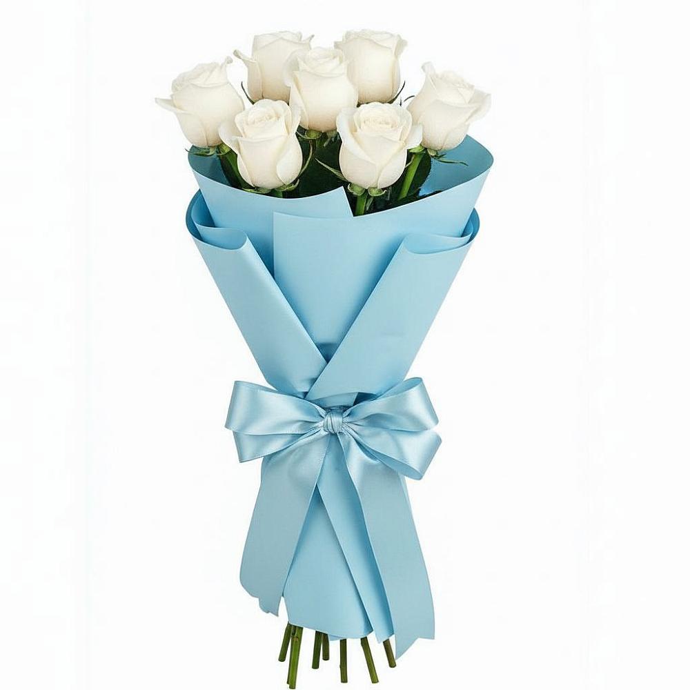 Букет 7 белых роз Проуд в Каргинской