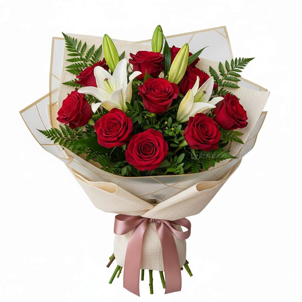 Букет цветов из: Лилии и Розы в Каргинской