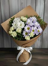 Букет цветов из:  Хризантемы и Розы в Каргинской