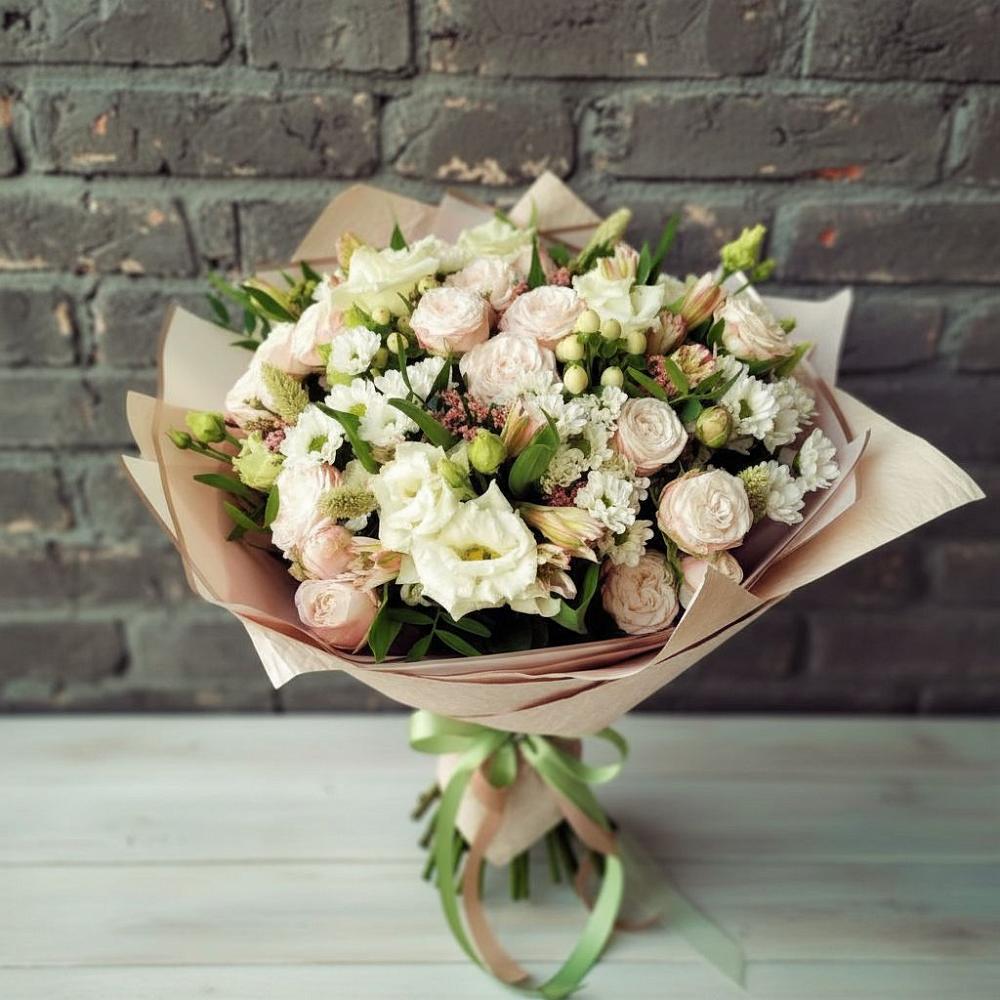 Букет цветов из: Альстромерии, Розы и Хризантемы в Каргинской