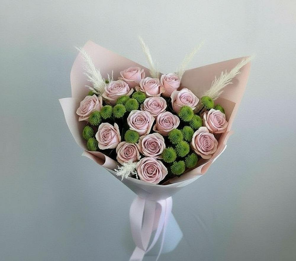 Букет цветов из: Розы и Хризантемы в Каргинской