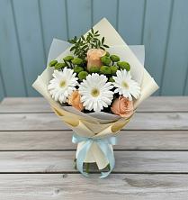 Букет цветов из:  Герберы, Розы и Хризантемы в Каргинской