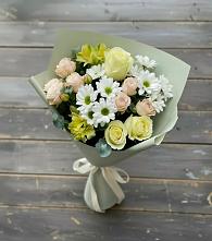 Букет цветов из:  Альстромерии, Розы и Хризантемы в Каргинской