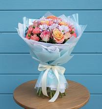 Букет цветов из:  Хризантемы и Розы в Каргинской