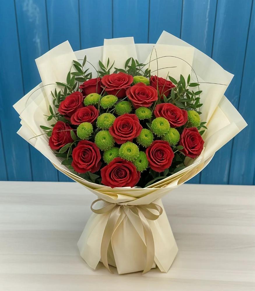 Букет цветов из: Розы и Хризантемы в Каргинской